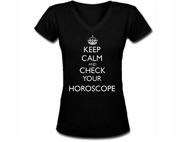 Keep calm & check your horoscope astrology women v neck top